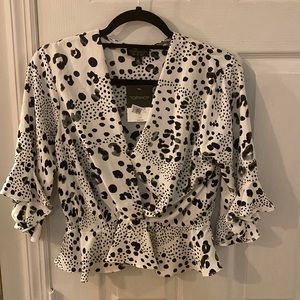 Top shop black & white animal print blouse